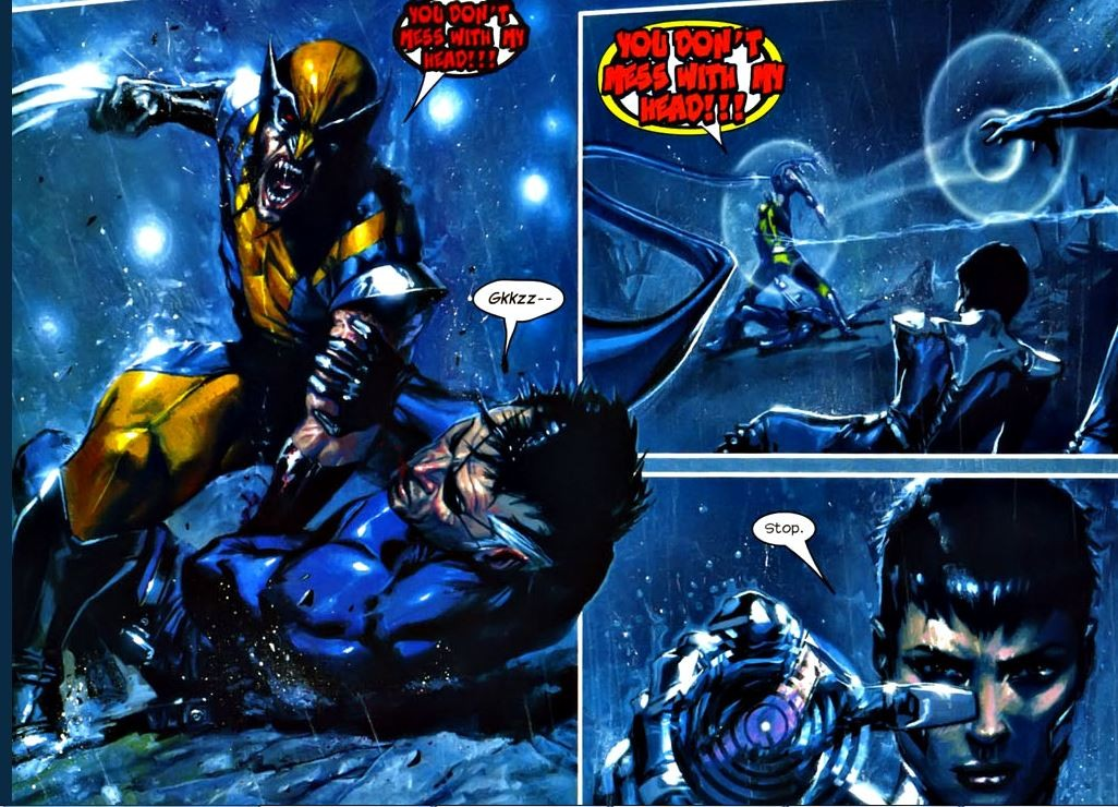 Hatta, Wolverine (ki, hafızasını zaten kaybetmiş biri olarak, zihniyle oynanması onu özellikle rahatsız ediyor) Fury yi vahşice öldürüyor, ama ölen (tabi ki) bir