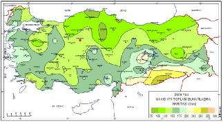 8) toplam buharlaşma haritaları gösterilmiştir.(www.meteor.gov.tr) Şekil 3.1.