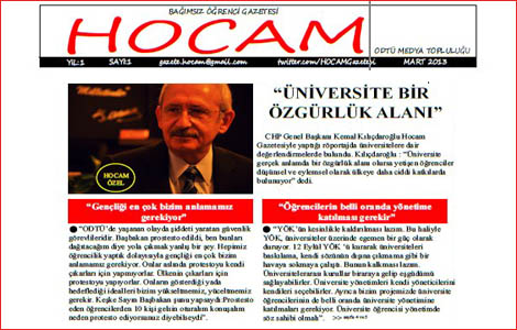 1 Cumhuriyet Halk Partisi ODTÜ öğrencilerinden Burcu Cura sordu, CHP Lideri Kemal Kılıçdaroğlu ODTÜ nün Hocam Gazetesi ne açıklamalarda bulundu Tarih : 11.03.