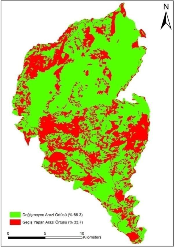 Konumsal Değişim Orman Örtüsü/Arazi Kullanımı Parça Sayısı Ortalama Parça Büy. (ha) Sınıf Yüzdesi (%) Ardıç 4 24 58.6 12.1 0.7 0.