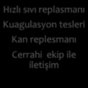 replasmanı Kuagulasyon tesleri Kan replesmanı Cerrahi ekip ile iletişim Ciddi Hipotansiyonda Sıvı Tedavisi Ciddi hipotansiyon yaklaşım Distribütif nedenleri dışla