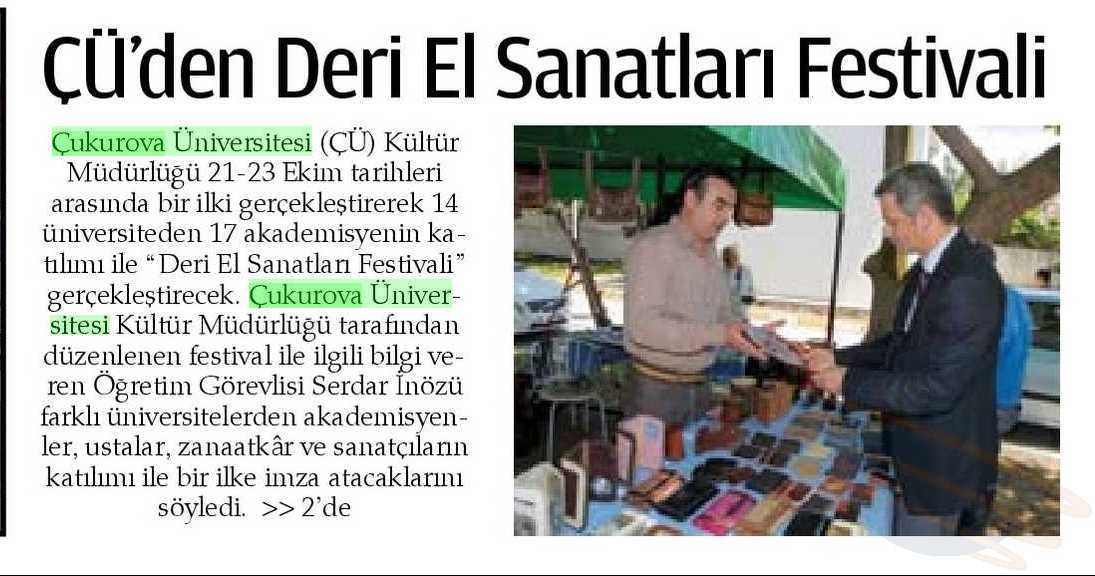 CÜ DEN DERI EL SANATLARI FESTIVALI Yayın Adı : Adana