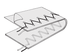 PUNTO ZIG-ZAG IMPOSTAZIONI :Piedino - Piedino standard :Controllo tensione del filo - S Il filo superiore può apparire sul rovescio del tessuto.