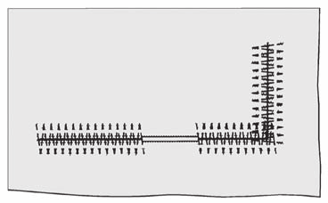 ZIG-ZAG A TRE PUNTI IMPOSTAZIONI :Piedino - Piedino standard :Controllo di tensione del filo - S Questo è un punto rinforzato perchè, come indica il nome, è composto da tre piccoli punti mentre il