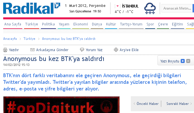 Örnek: Türkiye BTK kayıtları Örnek: İngiltere çocuk yardımı kayıtları bir hacker grubu, BTK bilgisayarlarından kişisel verileri çalarak