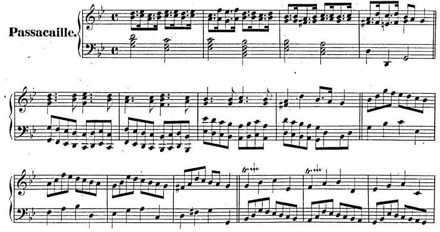 45 Şekil 6.9. Handel, Süit No.7, Sol Minör, HWV 432, Passacaglia, (ölçü 1-12).