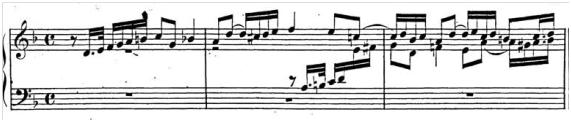 Handel, Re Minör Süit, HWV 428 Allegro (ölçü 1-3) Daha önce de anlatıldığı gibi, bir süit, birbirine zıt karakterlerde ya da birbirini