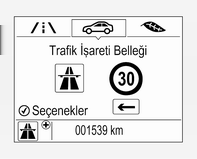 Kılavuz çizgileri ve uyarı sembollerinin devreden çıkarılması 7" Renkli Bilgi Ekranı: Görsel kılavuz çizgileri ve uyarı sembollerinin devreye sokulması veya devreden çıkarılması, ekranın alt