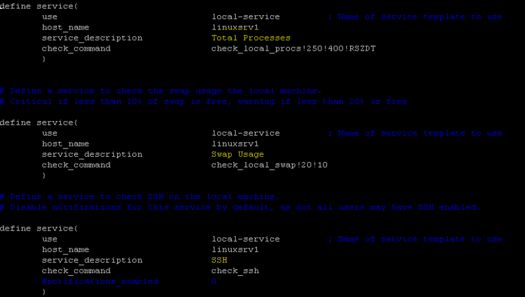 Şekil 9: Son olarak Nagios tarafında /etc/nagios/nagios.cfg dosyasına Linux sunucumuz için uyarladığımız dosyamızı tanımlıyor ve Linux sunucumuz için de izlemeyi başlatıyoruz.