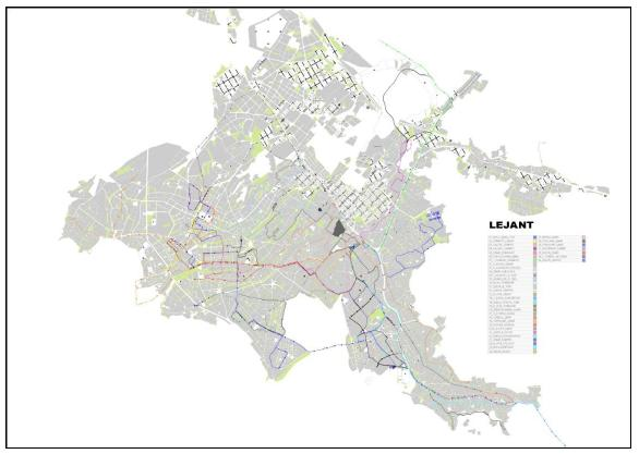 özellikleri bulunmaktadır. Denizli ilinde kentiçi toplu taģımayı sağlayan otobüs hatları ġekil 4.