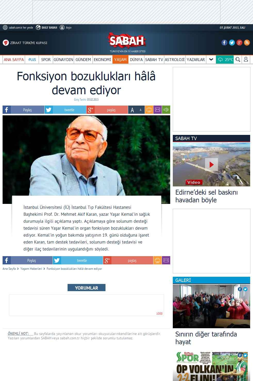 Portal Adres FONKSIYON BOZUKLUKLARI HÂLÂ DEVAM EDIYOR : www.sabah.com.