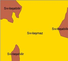 Heyelan olasılığı düşük ve çok düşük alanlar için I TK =0 Bu harita CBS ortamında e nin üzerine j nin çakıştırılmasıyla oluşturulmuştur.