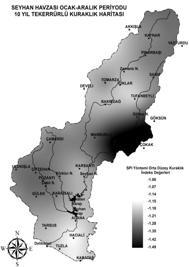 orta düzey kuraklık indeks değerlerinden uzaktır.