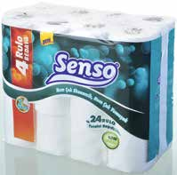 EV DIŞI TÜKETİM Senso Dayanıklı doku, hesaplı dokunuş %100 saf selülozdan üretilen Senso tuvalet kağıdı, havlu ve peçete ürün grupları, emici özelliği ve dayanıklılığı ile sık kullanıma uygundur.