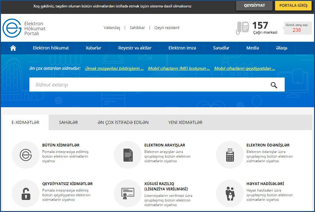 Xidmətdən istifadəyə giriş Xidmətə daxil olmaq üçün istənilən brauzerdə ünvan sətrinə https://www.egov.az yazıb Enter düyməsini sıxmaq lazımdır. Şəkil 1.