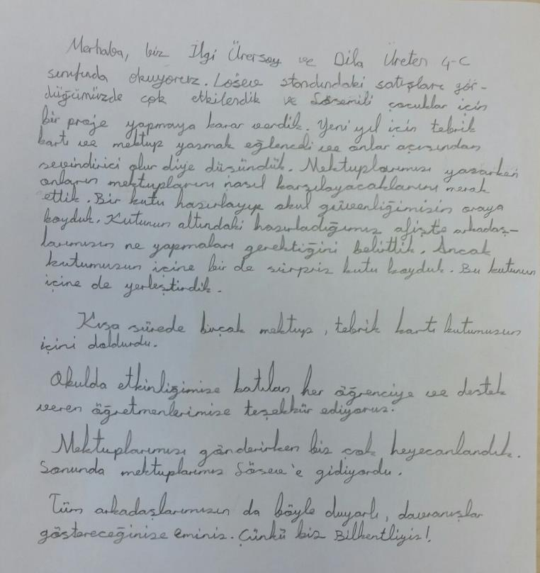 LÖSEV çatısı altında tedavi gören Lösemili arkadaşları için yeni yıl mektupları yazma kampanyası başlattılar.