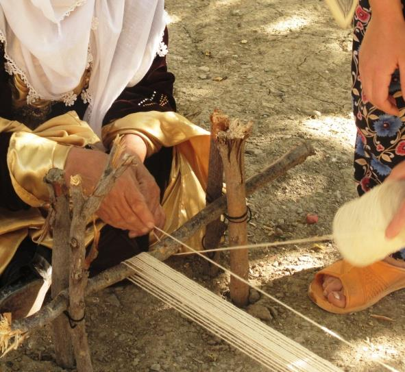 138 Hakkâri yöresinde de yaptığımız alan araştırmasında ortaya çıkan yöreye özgü dokuma örnekleri olan düz kilim, parzun, heybe, ter, kıl çadırı ve çuval gibi dokumaların geçmişte dokunduğu tezgâh