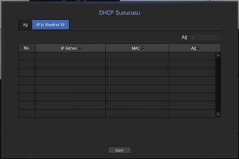 menü ayarı DHCP Sunucusu Dahili DHCP sunucusunu ayarlayabilir ve ağ kamerasına bir IP adresi atayabilirsiniz.