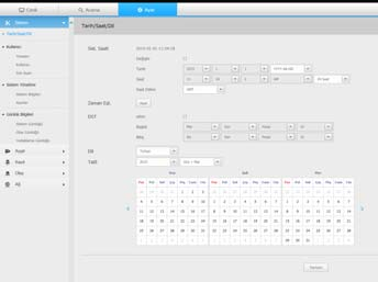 kurulum görüntüleyici Sistem NVR sisteminin çeşitli ayarlarını yapılandırabilirsiniz.