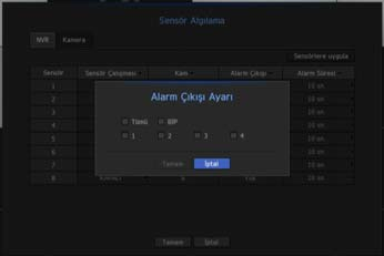 [MENU] [ENTER] <Menü> [ENTER] <Olay> <Sensör Algılama> [ENTER] <NVR> [ENTER] MENÜ AYARI Sensörlere uygula : <Sensörlere uygula> öğesini seçerseniz, "Sensörlere uygula" onay penceresi görünür.