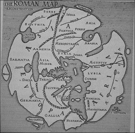 taşımamaktaydılar. Şekil 11. Batlamyus'un Dünya Haritası. Bu haritada Asya ve Avrupa 180 fazla bir enlem derecesine sahip olduğunu (hâlbuki 130 derecedir) göstermektedir.