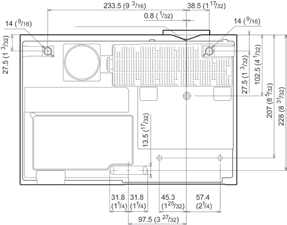 Boyutlar VPL-EW226, VPL-EW246, VPL-EW276, VPL-EX226, VPL-EX246 ve