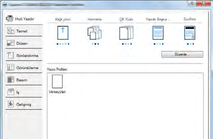 PC'den yazdırırken > No. Tanım 2 [Profiller] Yazıcı sürücüsü ayarları bir profil olarak kaydedilebilir.