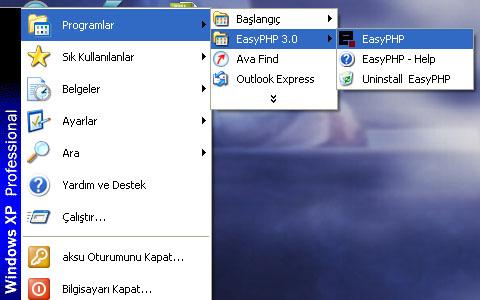 EasyPHP n in b ilg is a y a ın h e a ç