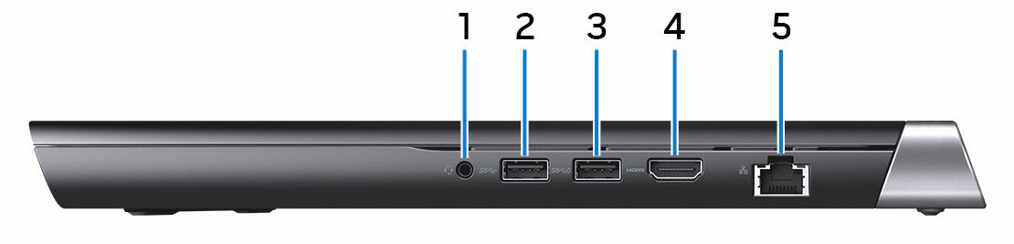 2 Güç adaptörü bağlantı noktası Bilgisayarınızın güç sağlamak için bir güç adaptörü bağlayın ve aküyü şarj edin. 3 USB 3.