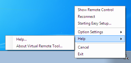 Virtual Remote Tool yardım dosayı izleme Görev çubuğu ile yardım dosyasının görüntülenmesi 1 Virtual Remote Tool çalışır