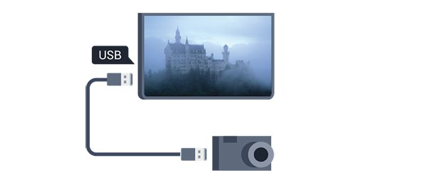 11 Fotoğraf makinesi Dijital fotoğraf makinenizdeki fotoğrafları görüntülemek için fotoğraf makinesini doğrudan TV'ye bağlayabilirsiniz. Bağlamak için TV'deki USB bağlantılarından birini kullanın.
