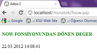 Diyelim ki Now() fonksiyonunu göreve çağırdınız.