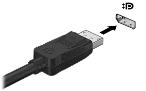 Video veya ses aygıtını DisplayPort'a bağlamak için: 1. DisplayPort kablosunun bir ucunu bilgisayardaki DisplayPort bağlantı noktasına bağlayın. 2. Kablonun diğer ucunu video aygıtına takın. 3.