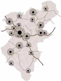 103 Kentsel Ağ Sistematiği Kentsel ağ sistematiği kurgusunda yer alan ana başlıklar şunlardır; Güçlü ulaşım bağlantıları Altyapının genişletilmesi Kurumsal ilişki sistemi Bütünleşme araçlarının