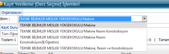 Danışman Atama İşlemleri Öğrenci İşleri tarafından önceden yapılmış olmalıdır.