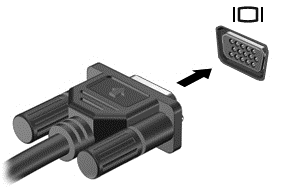 VGA görüntü bağdaştırıcısını bağlamak için, aygıt kablosunu harici monitör bağlantı noktasına takın.