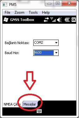 sonrasında mesajlar sekmesine girerek tüm işaretlenmelerinin tikli olduğuna ( GGA,GLL,GSA, ) ve en alttaki ZDA