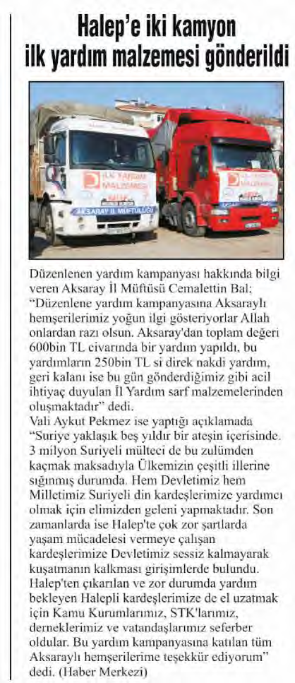 AKSARAY POSTA Tarih : 20.1.2017 HAFTADA 6 GÜN YERE.