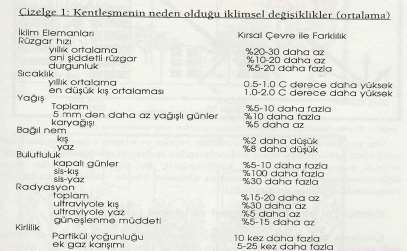 Kentlerdeki nor mal bi na yüksekli ği ni n üzeri ne çı kmı ş çok yüksek bi nalar, rüzgar bakı mı ndan saki n günl eri n sayısı nı artırır; kenti n havalanması nı köt üleştirir.