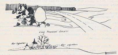 c. Kar perdesi; Ağaç ve çalıları n uygun şekillerde dikil mesi ile suni olarak kar perdeleri tesis et mek mü mkündür ( Lorenz, 1975).
