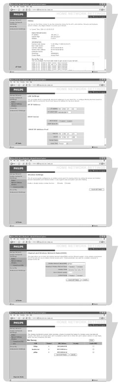 Menu: Home Network Settings (Menü: Ev A Ayarlar ) Status (Durum) seçene i ISP IP adresini gösterir Network settings LAN IP adresini yap land rmak için Home Networking (Ev A ) menüsünü kullan n