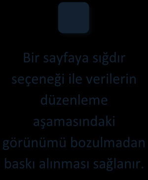 Resim 30. Sayfa Düzeni Görünümü Bir sayfaya sığdır seçeneği ile verilerin düzenleme aşamasındaki görünümü bozulmadan baskı alınması sağlanır.