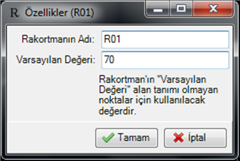 Varsayılan değer; Çizdiğiniz alanlar dışında kalan alanlara verilecek basamak eğimidir. Tamam'a tıklayarak işlemi sonlandırınız.