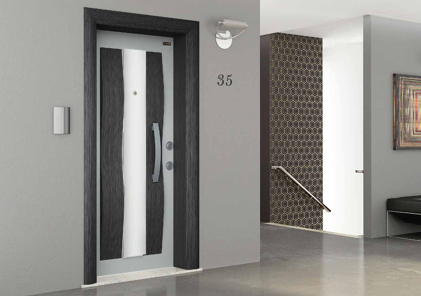 Dalga Door series with Polyvinyl Membrane-Coating Polivinil Membran Kaplama Serisi Kapılar Leaf front face has a special design and is coated with polyvinyl membrane on MDF in 18 mm Kanat ön yüz özel