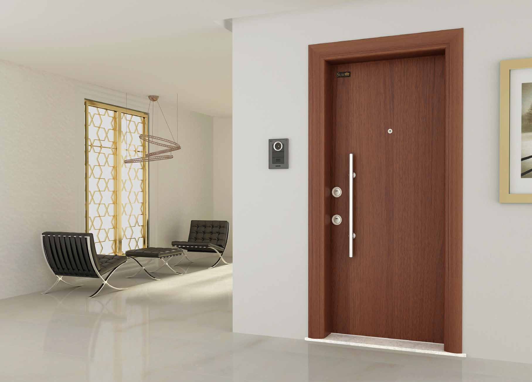 Apollon Door Series of Aluminium Aluminyum Serisi Kapılar A-01 Leaf front face has special design and is coated with wooden patterned aluminium on MDF in Kanat ön yüz özel tasarım 8 mm MDF üzeri