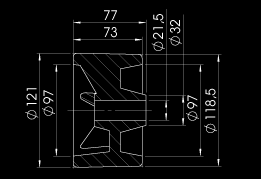 21,5 mm Ø 73 x 127 mm