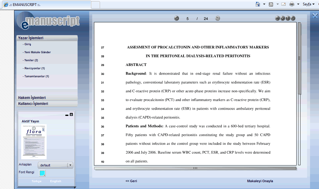 Resim 14. PDF Önizleme Ekranı Bu ekranda oluşturulan PDF i görebilir ve Makaleyi Onaylayabilirsiniz.