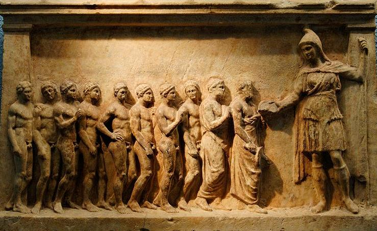tanrıçanın bilinen en eski tasviri yaklaşık İ.Ö. 435-30 yıllarına ait Phiale ressamına atfedilen, Verona dan Kırmızı Figürlü bir kasenin tondosunda betimlenmiştir(fig. 11).