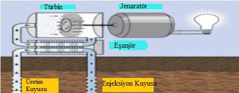 8 Şekil 1.5. Binary cycle santralı (Özdemir, 2007). Jeotermal kaynakların kullanılarak elektrik enerjisi üretiminden dolayı oluşan bazı çevresel etkiler de söz konusudur.
