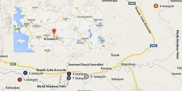 34 3. MATERYAL VE YÖNTEM 3.1. Materyal 3.1.1. İstasyonların Tespiti ve Numunelerin Alınması Su numuneleri için Aydın- Buharkent çevresinden 7 tane istasyon seçildi.